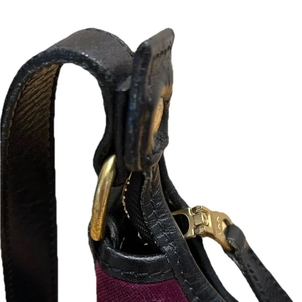 Rare Vintage Dooney & Bourke Purple Velvet Hobo Bag Black Leather Trim USA 80s - Picture 8 of 11